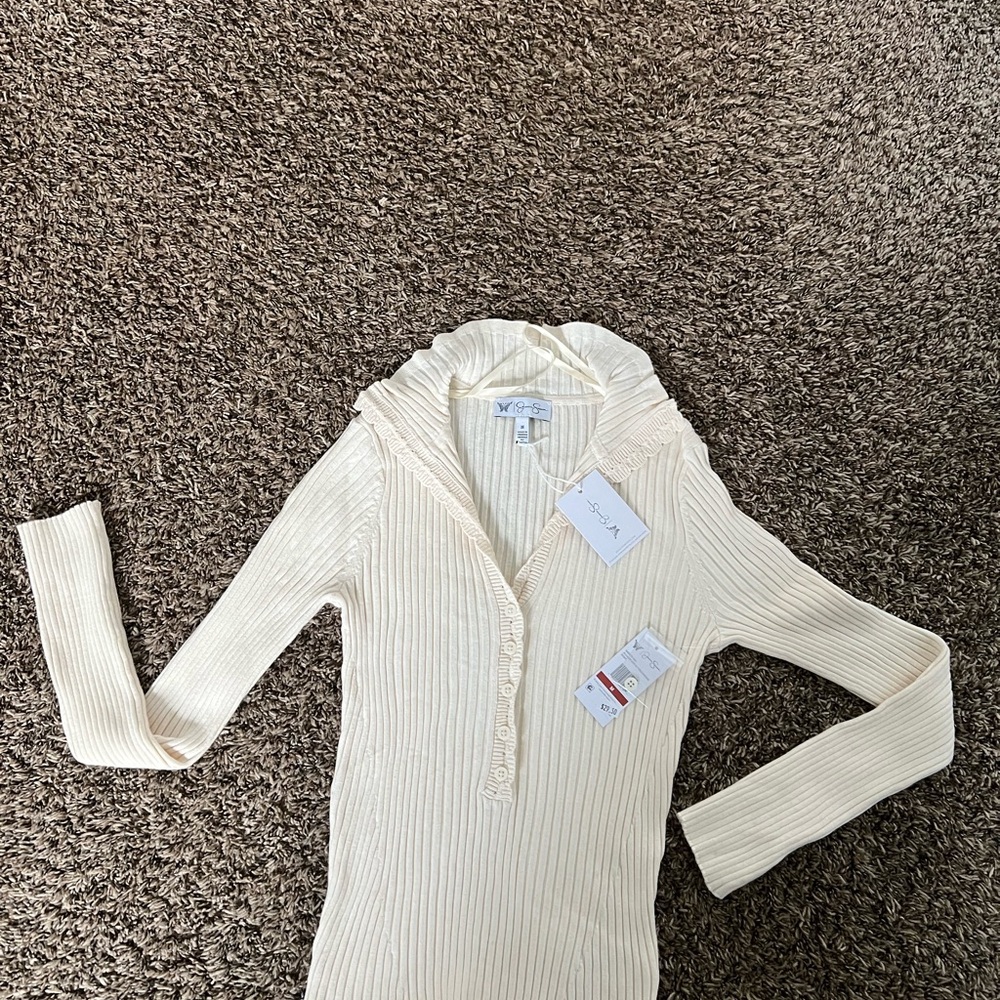 NWT Jessica Simpson Rib-Knit Button Down Sweater - Picture 10 of 11